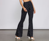 Pantalon évasé à imprimé floral